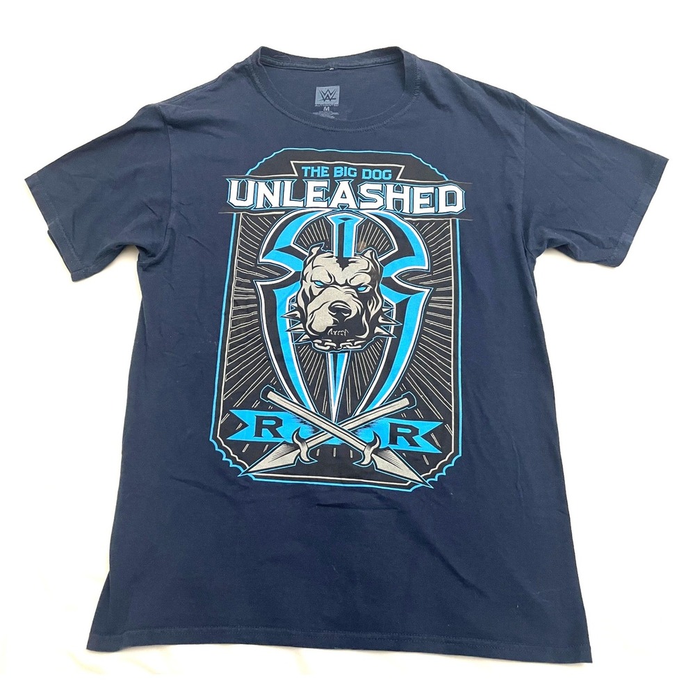 WWE Roman Reigns The Big Dog Unleashed T Shirt Medium Blue Classic (READ)